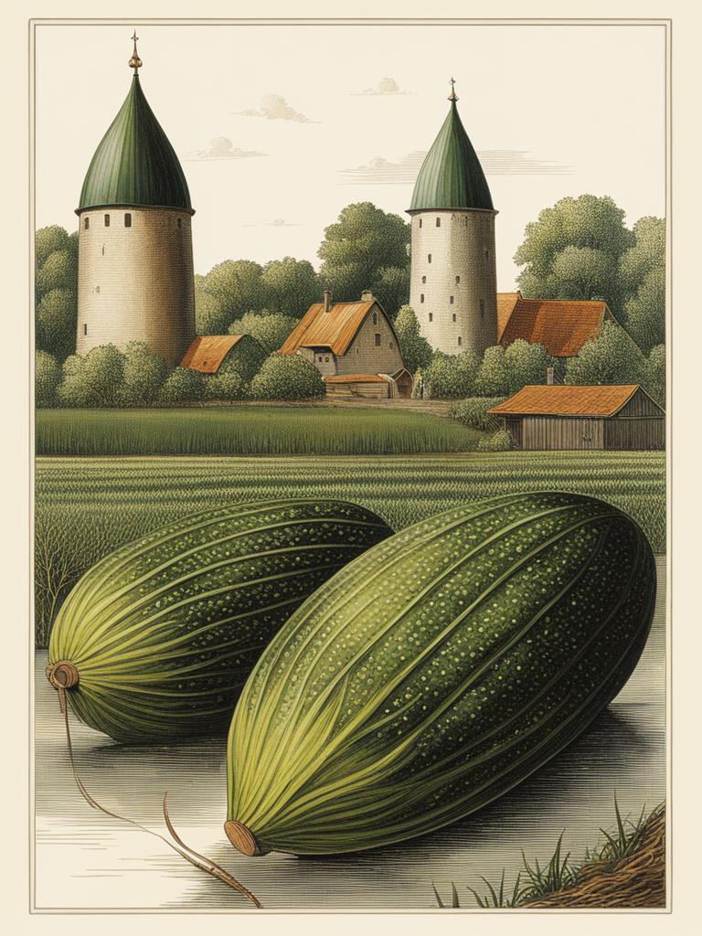 spreewald gherkin tradition - illustrate the unique spreewald tradition of gherkin cultivation, depicting farms and local delights. 