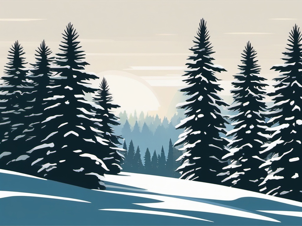 Snowy Pines clipart - Snow-covered pine trees in a forest, ,vector color clipart,minimal