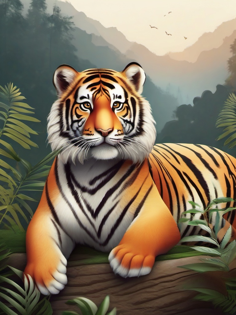 Cute Tiger in the Indian Wilderness  clipart, simple