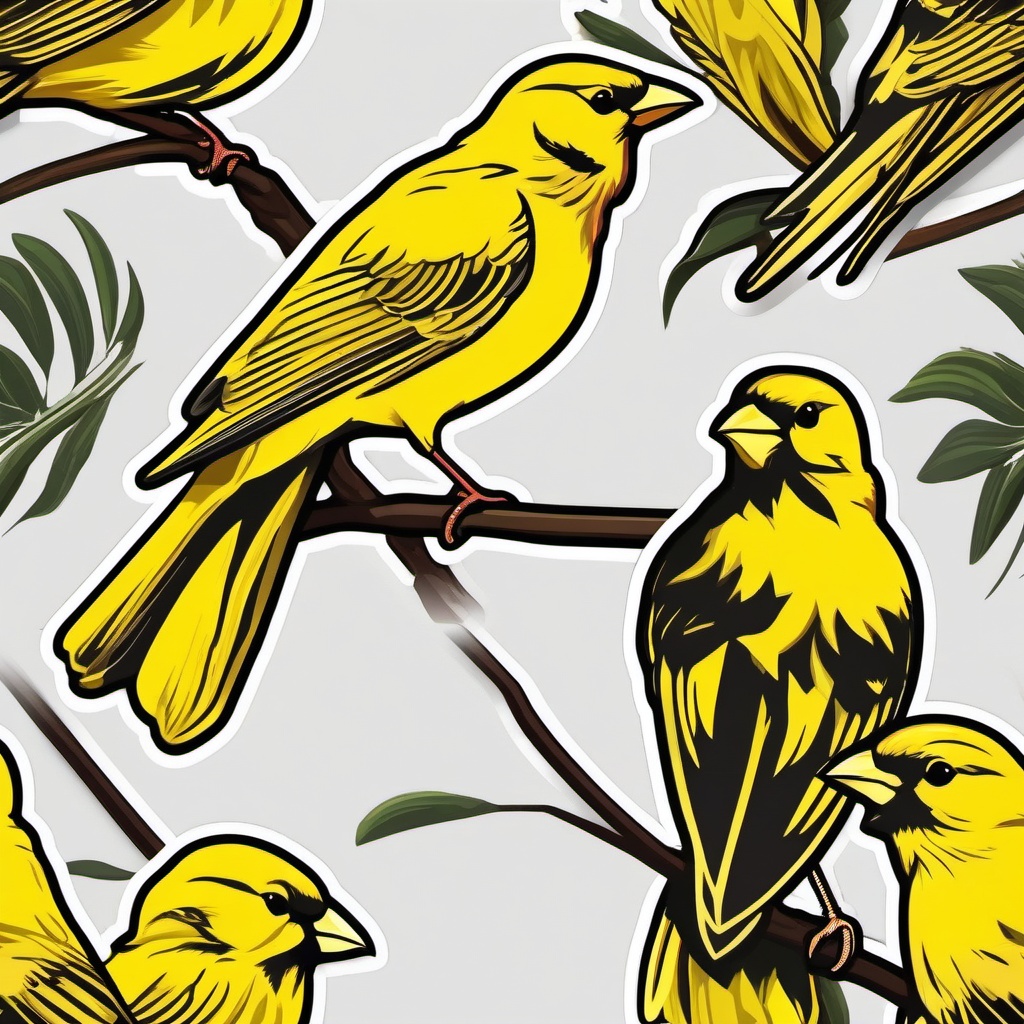 Atlantic Canary Sticker - An Atlantic canary with vibrant yellow plumage, ,vector color sticker art,minimal