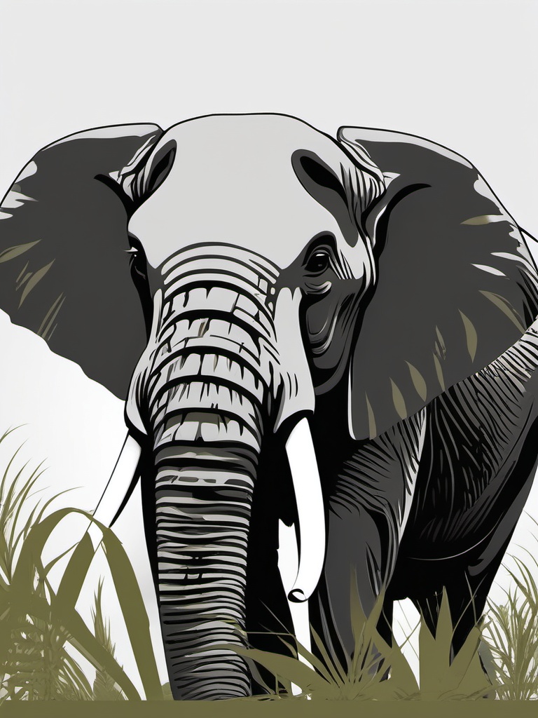 Elephant clipart - Gentle giant of the safari with impressive tusks, ,vector color clipart,minimal