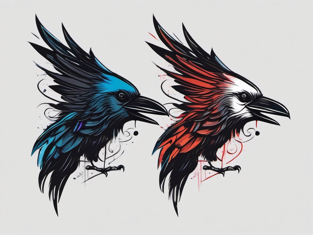 crow art tattoo  simple vector color tattoo