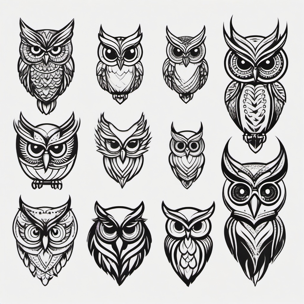 Small Simple Owl Tattoo Designs - Keep it minimal and stylish with small and simple owl tattoo designs.  simple color tattoo,vector style,white background