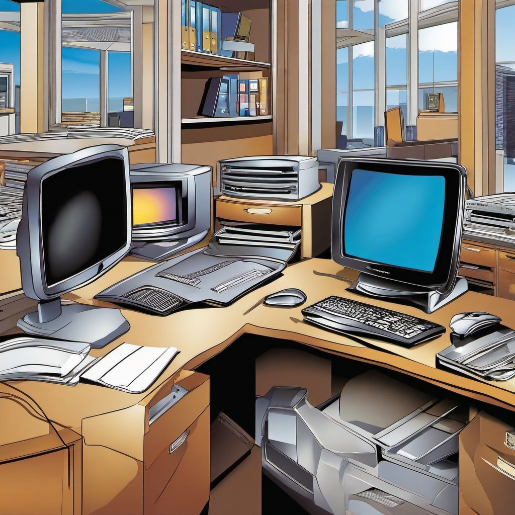 Computer clipart - computer in an office environment  