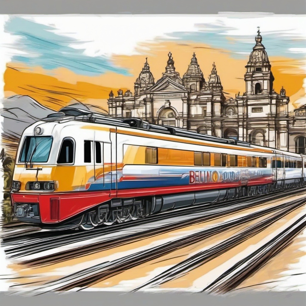 Sketch of Belmond train in Peru   colors,professional t shirt vector design, white background