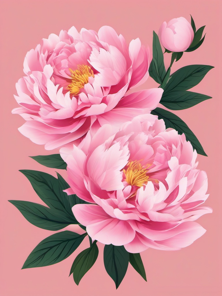 Peony Clip Art - A lush pink peony with layers of petals,  color vector clipart, minimal style