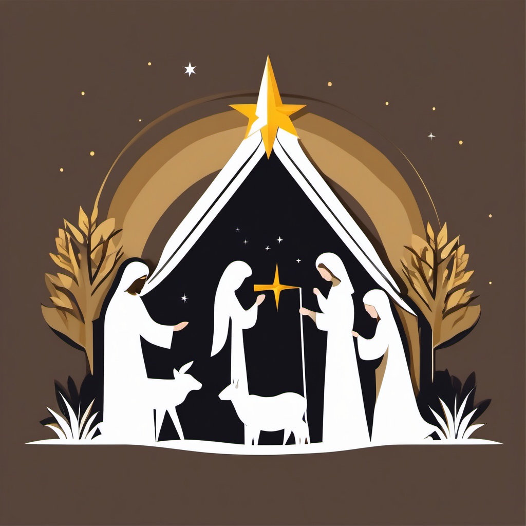 Clip art nativity scene, A serene nativity scene with the Holy Family.  simple, 2d flat