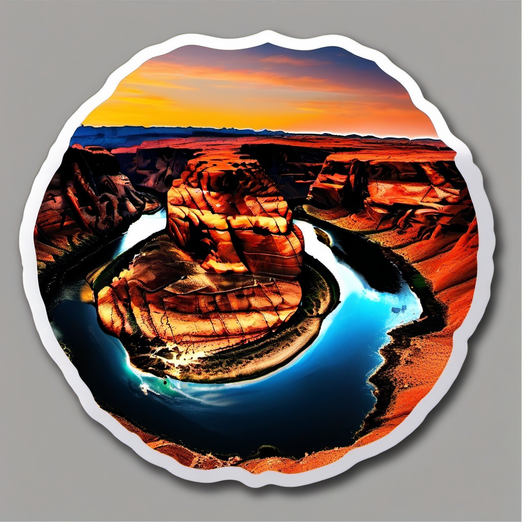 Horseshoe Bend sticker- Breathtaking horseshoe-shaped meander of the Colorado River, , sticker vector art, minimalist design