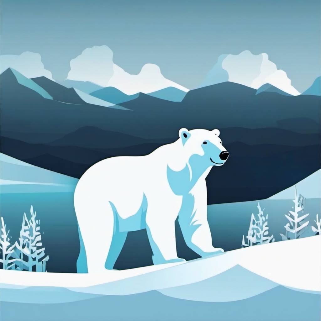 Polar Bear Sticker - A polar bear standing on an icy landscape. ,vector color sticker art,minimal