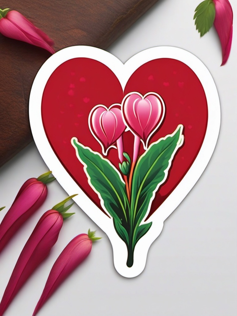 Bleeding Heart Sticker - Symbolize love and affection with the unique and heart-shaped blooms of bleeding hearts, , sticker vector art, minimalist design