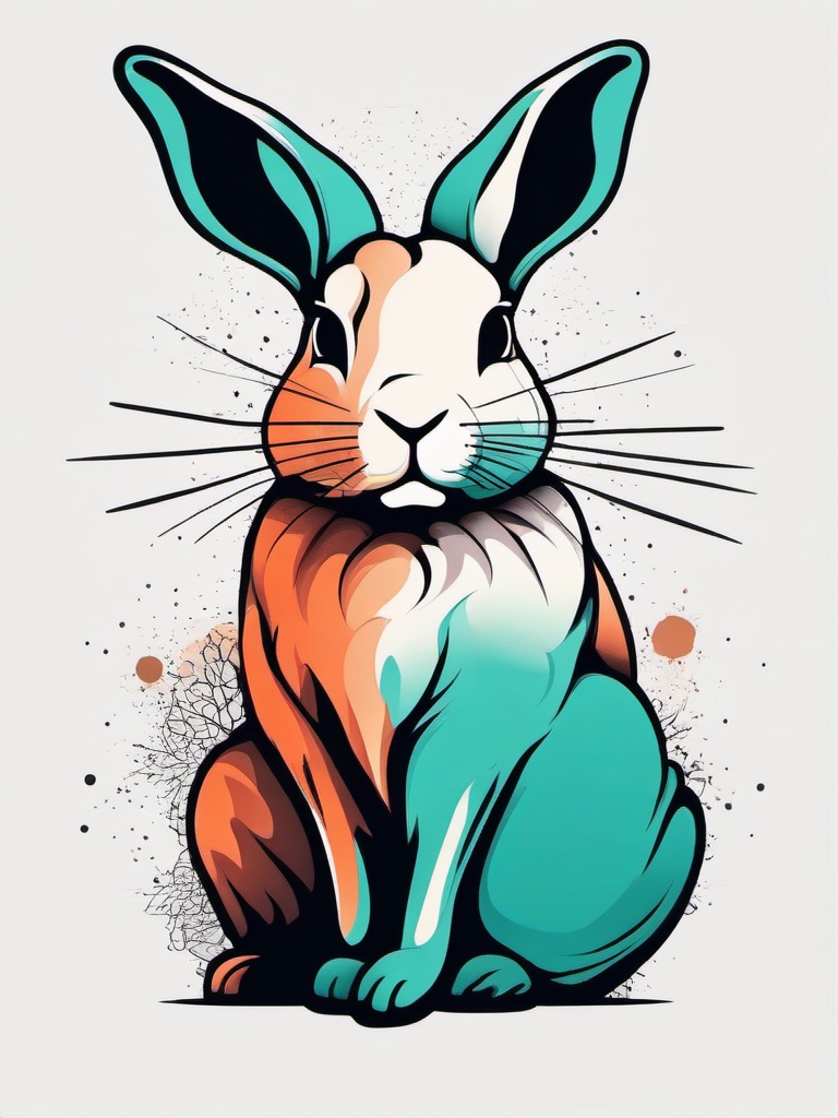 bunny tattoo  minimalist color tattoo, vector