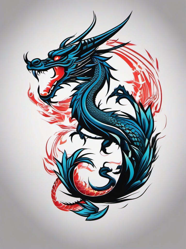 Phat Dragon Tattoos - Unique and stylish dragon tattoos.  simple color tattoo,minimalist,white background