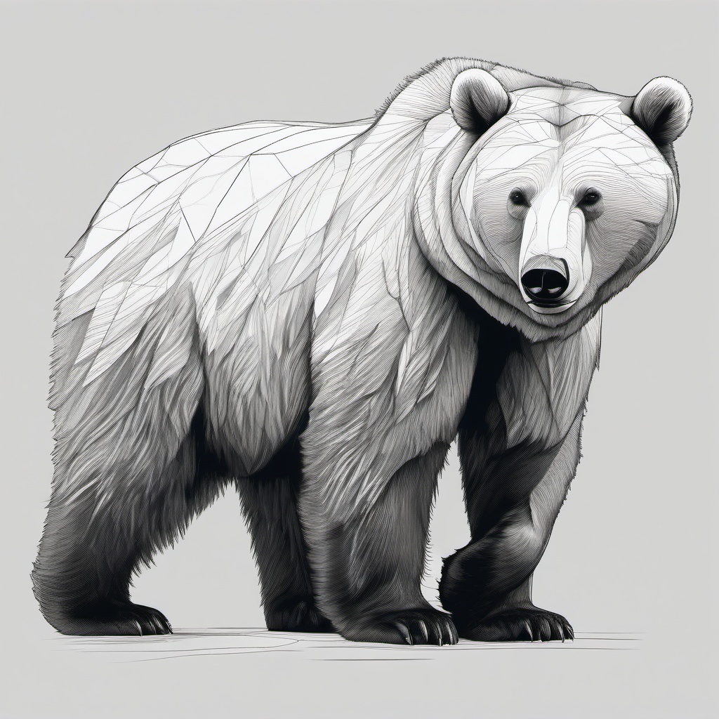 drawing of a glacial bear  minimal rough sketch scribbles,doodles,black and white