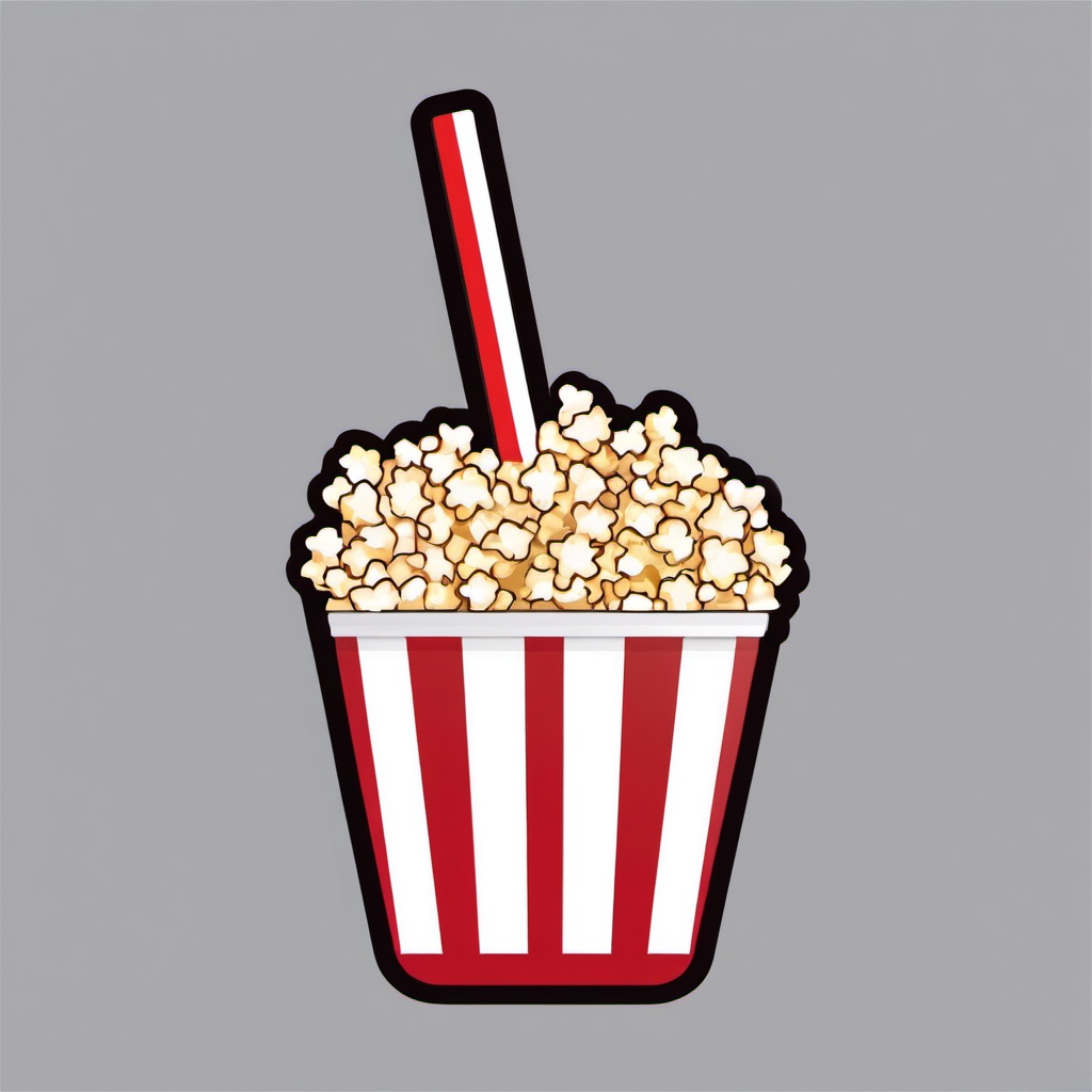 Popcorn box and soda cup with straw sticker- Movie night treats, , sticker vector art, minimalist design