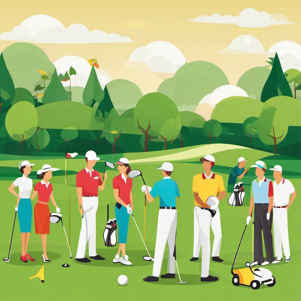 Golf clipart - golf tournament scene with spectators  