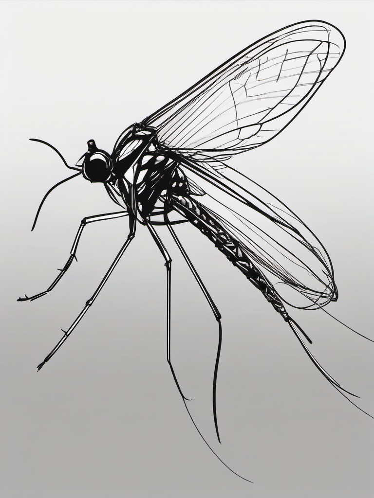 sketch of a mosquito  minimal rough sketch scribbles,doodles,black and white