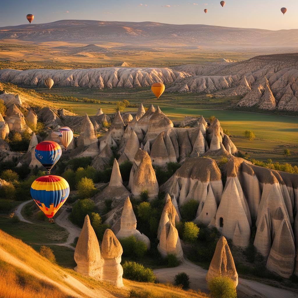 cappadocia, turkey - takes a sunrise hot air balloon ride over whimsical rock formations. 