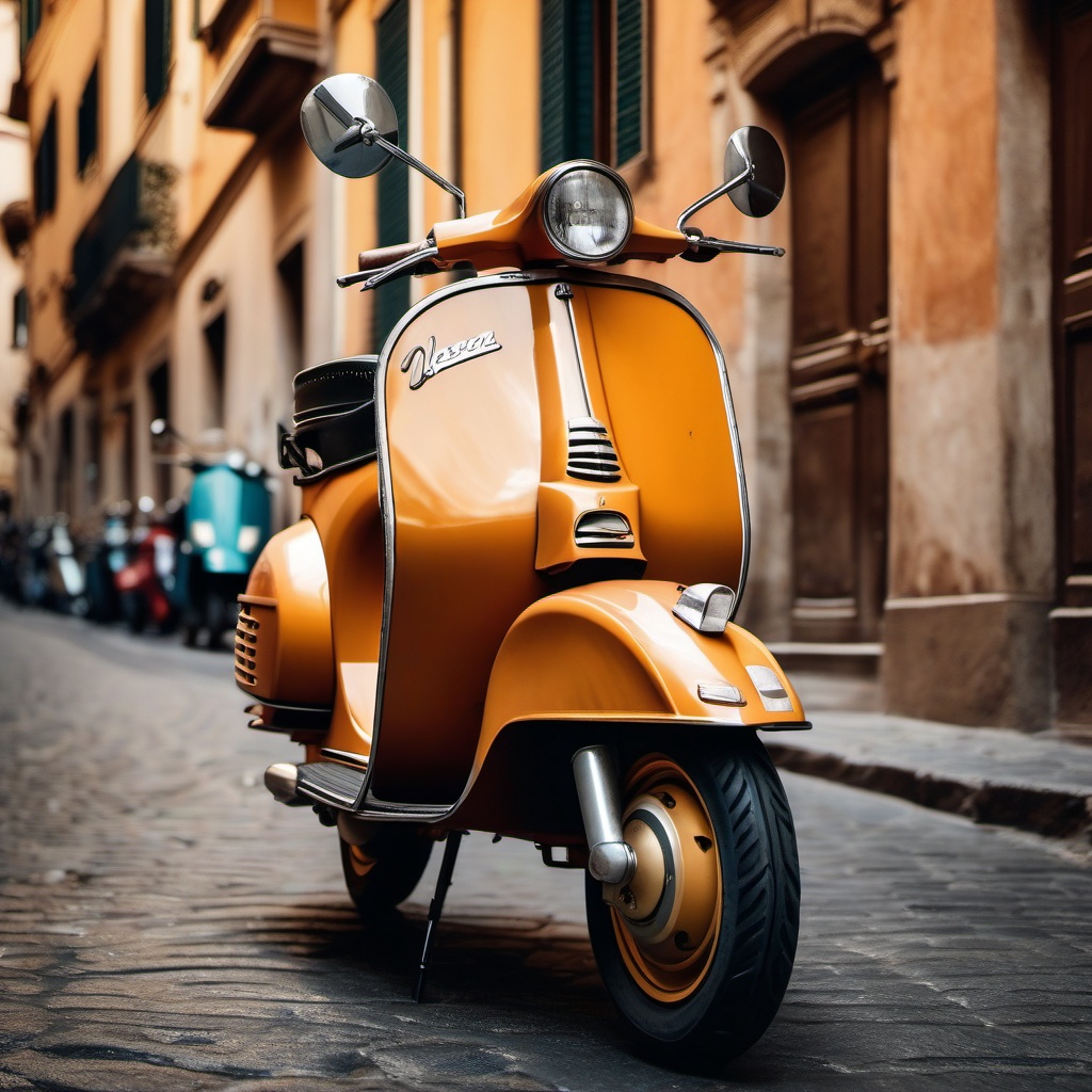 Vintage Background - Vintage Vespa in the Streets of Rome  wallpaper style, intricate details, patterns, splash art, light colors