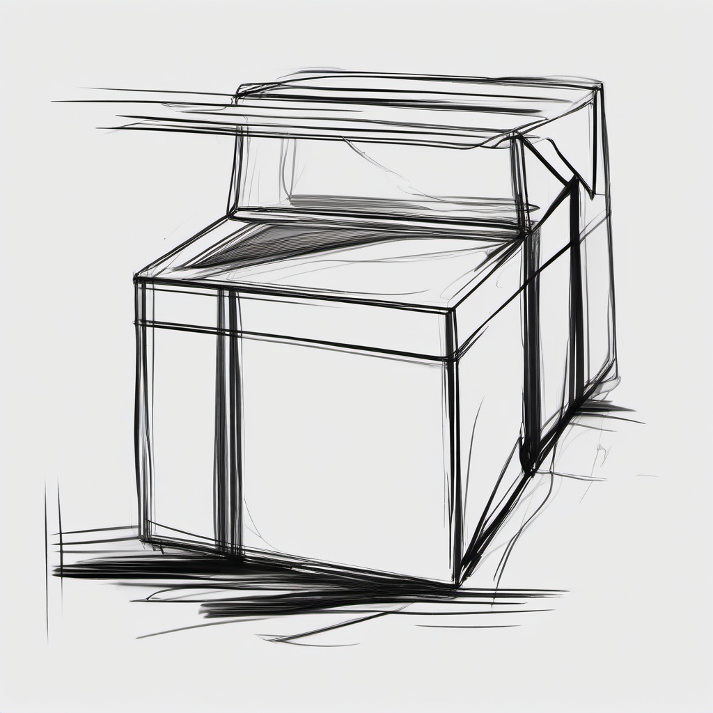 sketch of a box  minimal rough sketch scribbles,doodles,black and white