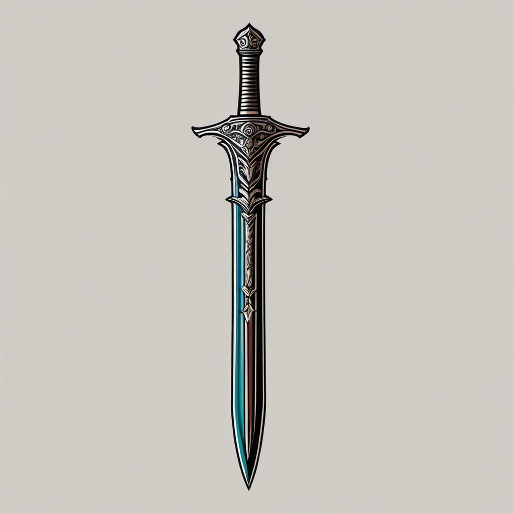 minimalist sword tattoo  simple vector color tattoo