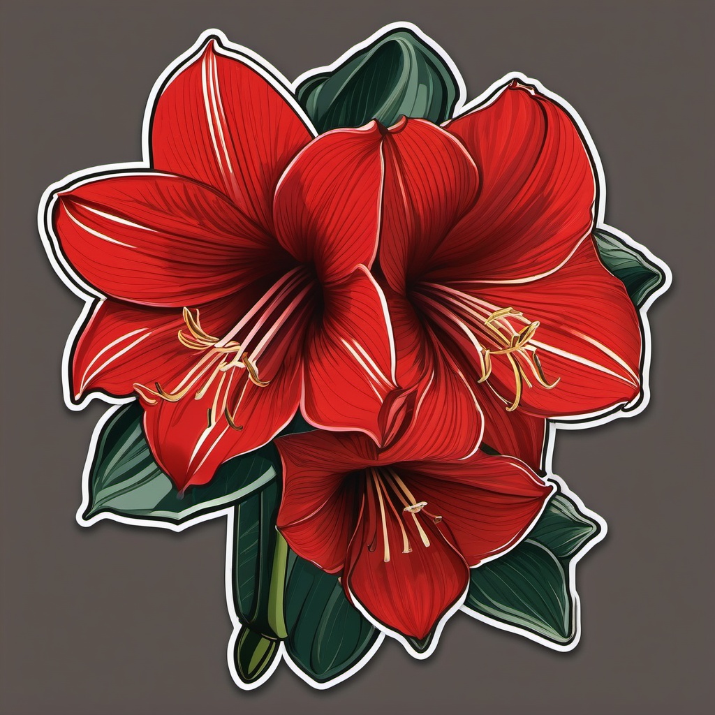 Amaryllis Sticker - Embrace the dramatic and trumpet-shaped blooms of amaryllis with this elegant sticker, , sticker vector art, minimalist design