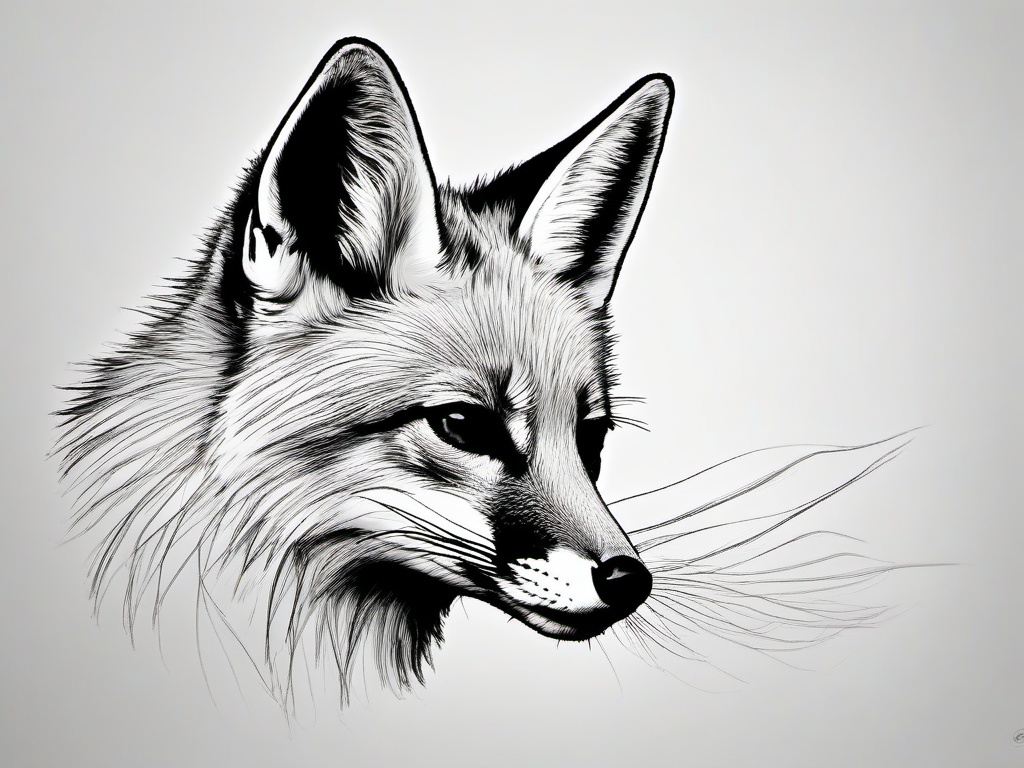 drawing of a kit fox  minimal rough sketch scribbles,doodles,black and white