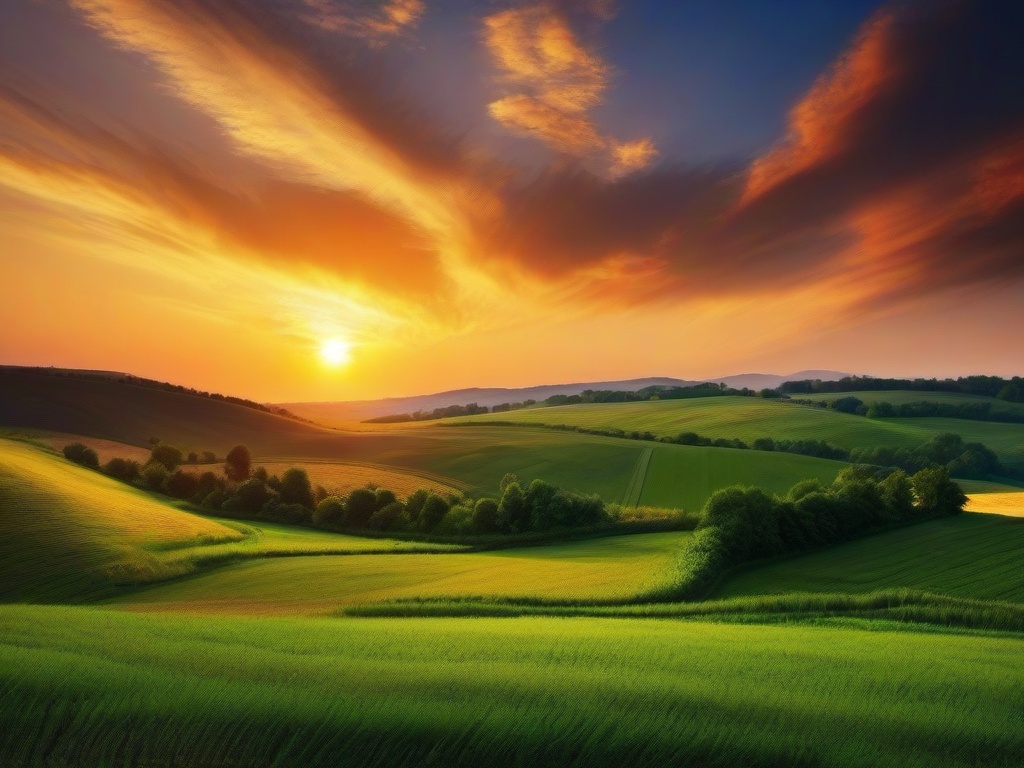 Sunset Wallpaper - Evening sky over peaceful countryside.  sunset background