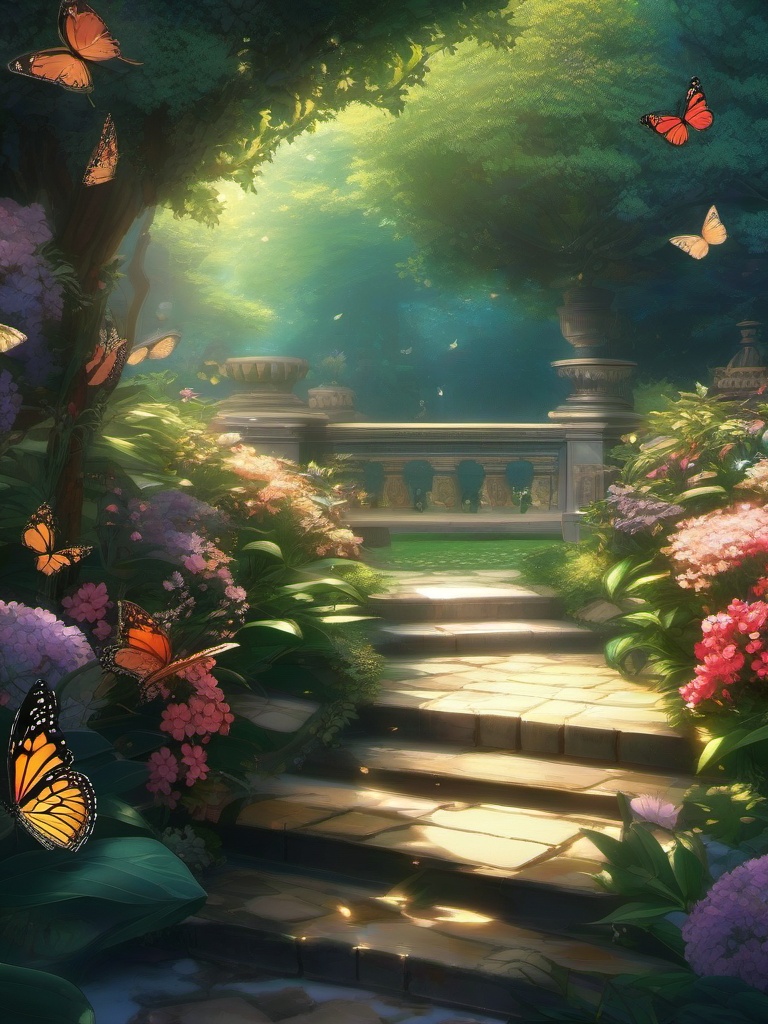 Butterfly Wonderland in Anime Setting Butterfly Anime Wallpaper intricate details, patterns, wallpaper photo