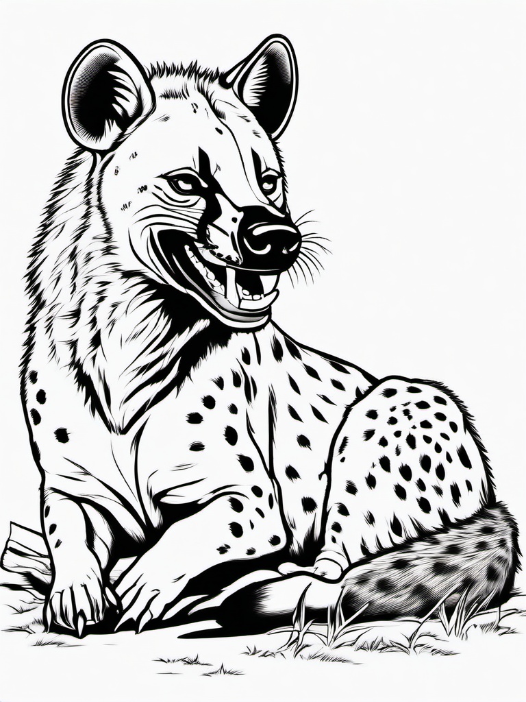 Hyena Coloring Page - Spotted Laughing Predator  black outline printable coloring page