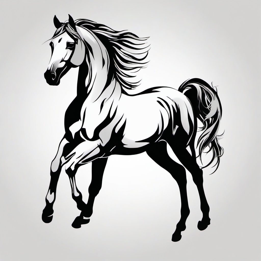 painted horse tattoo  simple tattoo,minimalist,white background