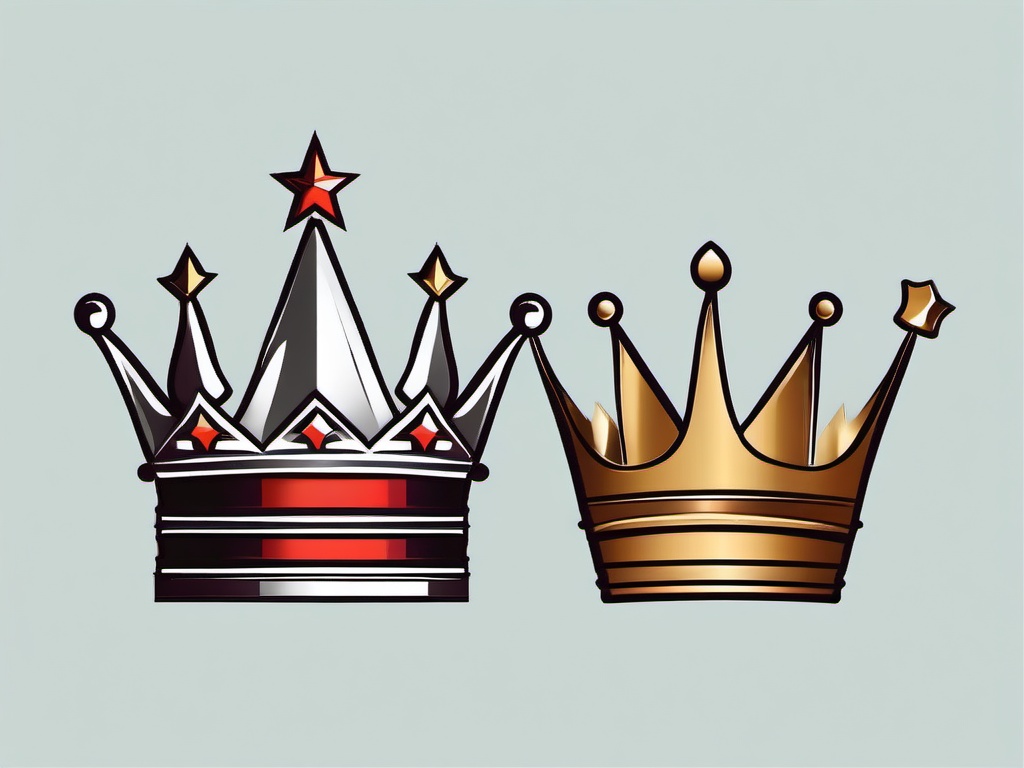 Crown King and Queen Tattoo - Declare your royal connection.  minimalist color tattoo, vector