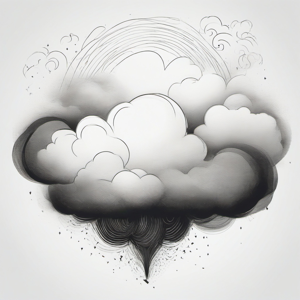 drawing of God in a cloud  minimal rough sketch scribbles,doodles,black and white