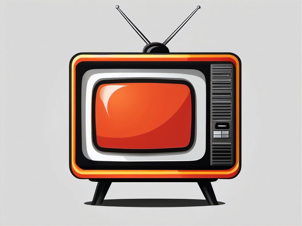 Television TV Icon - Television TV icon for entertainment and news,  color vector clipart, minimal style