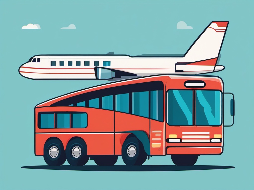 Airport Shuttle Clipart - An airport shuttle for passenger transport.  color vector clipart, minimal style