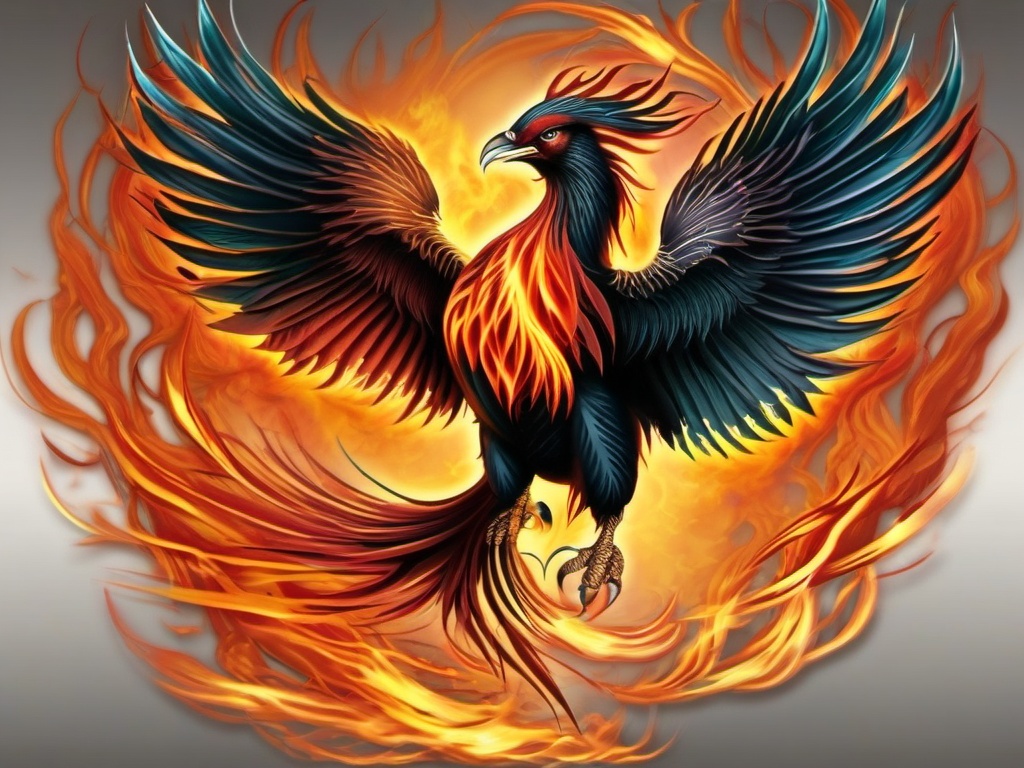 Fire phoenix tattoo, Striking tattoos representing the phoenix engulfed in flames. , color, tattoo design