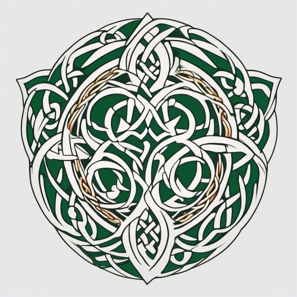 celtic irish tattoo  simple color tattoo,minimal,white background