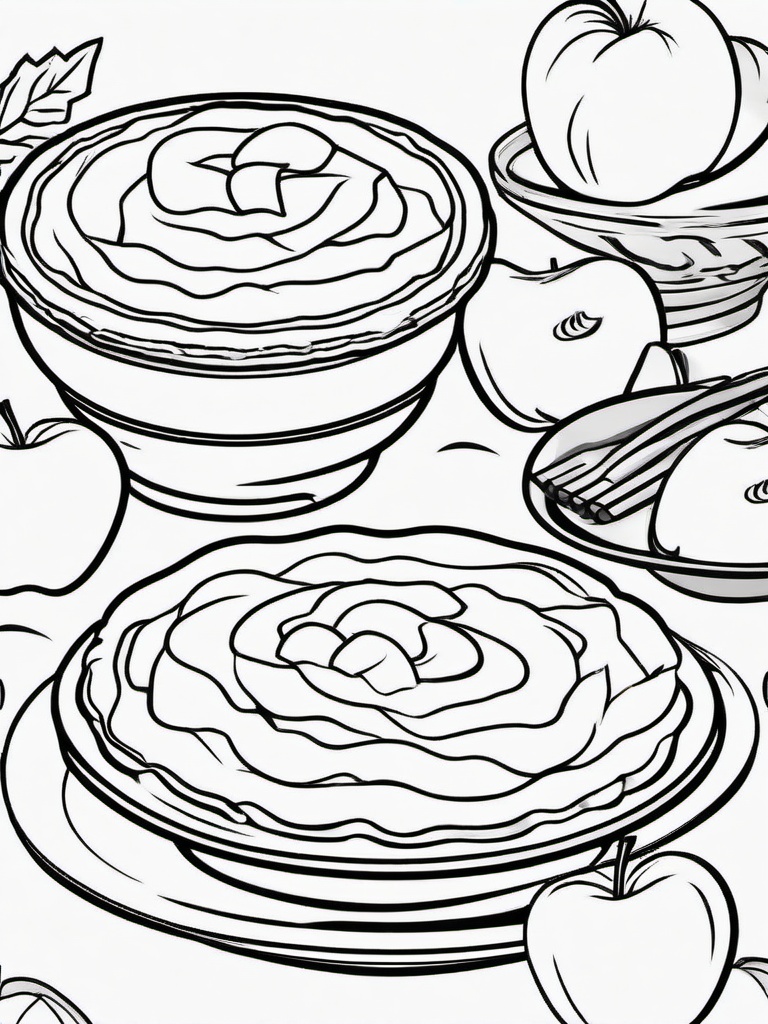 Apple Pie Coloring Pages - Classic Dessert for Thanksgiving Dinner  minimal black outline printable sheet, coloring page