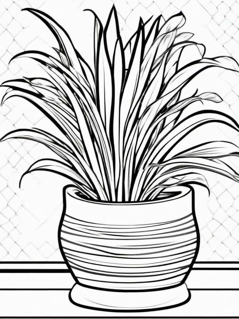 Plant Coloring Pages - Indoor snake plant in a decorative pot  simple coloring pages