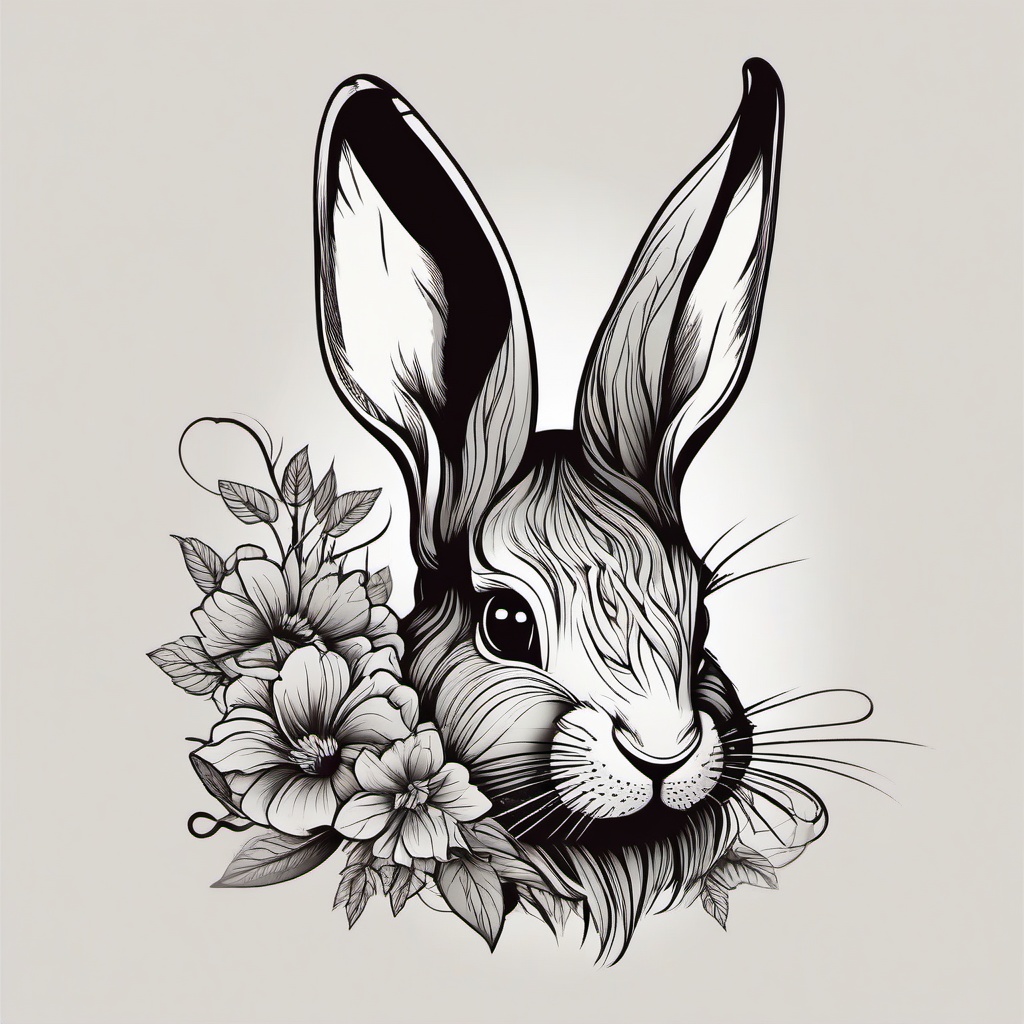 steamed rabbit tattoos  minimalist color tattoo, vector
