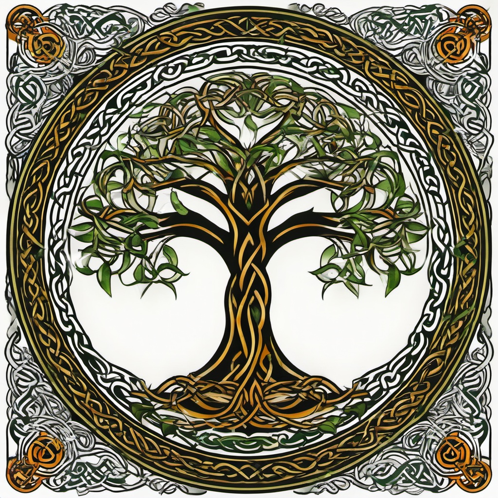 celtic tree tattoo  simple vector color tattoo