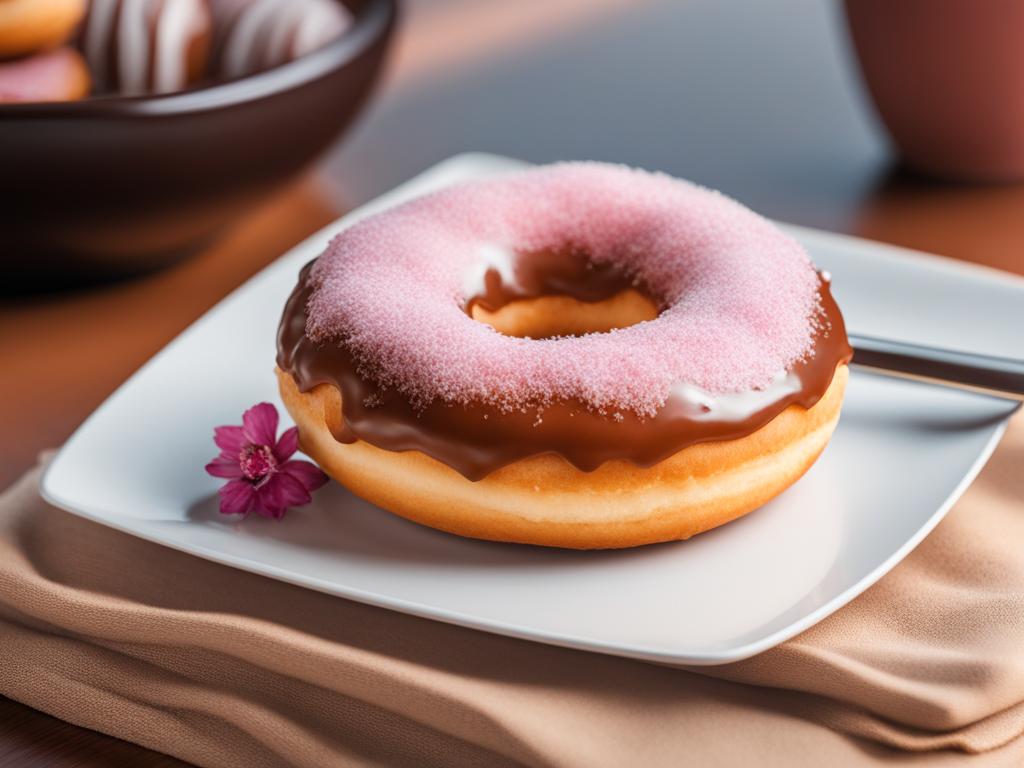 donut clipart - a delectable donut, frosted with sweet indulgence, sitting on a cozy cafe table 