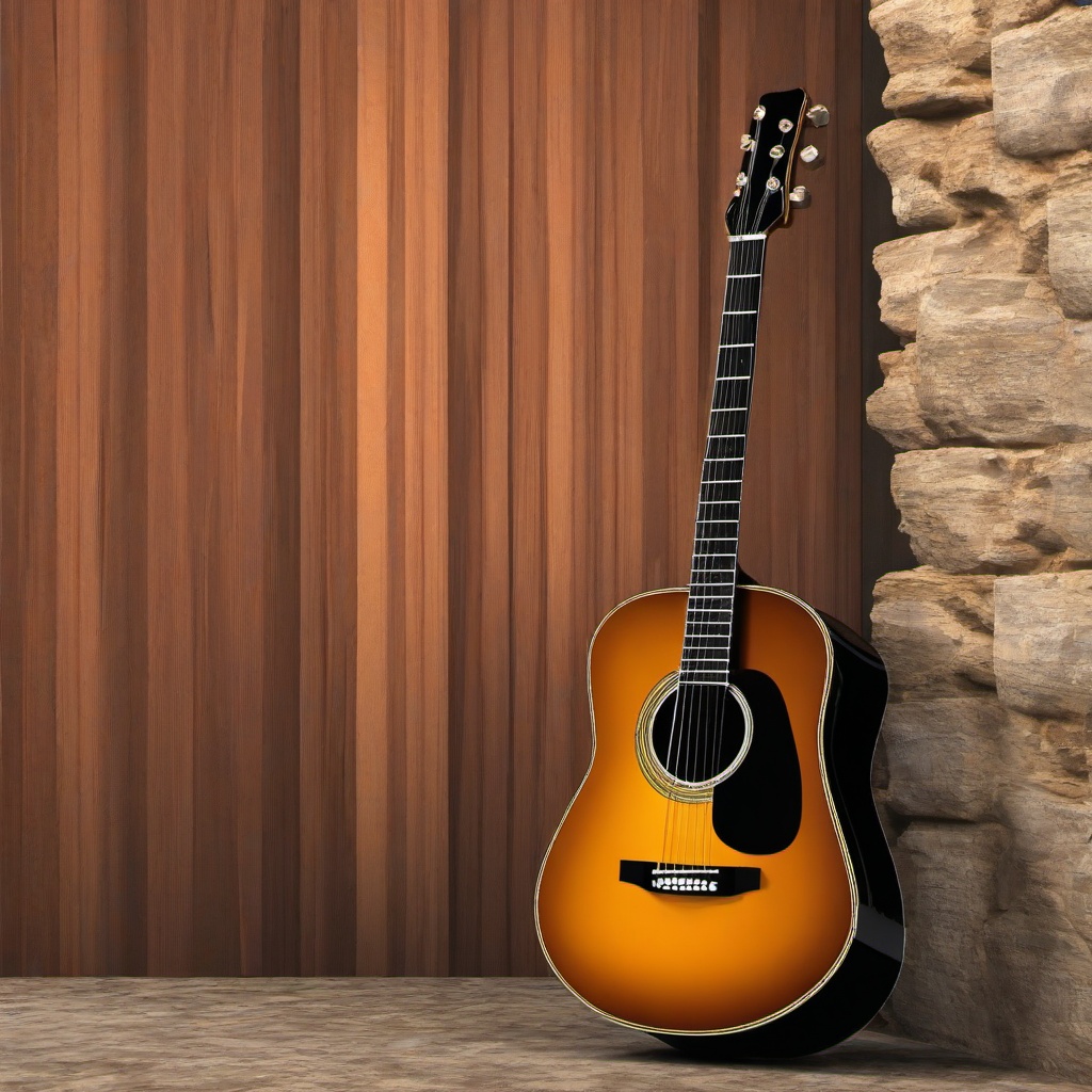 Guitar clipart - acoustic guitar resting against a wall  