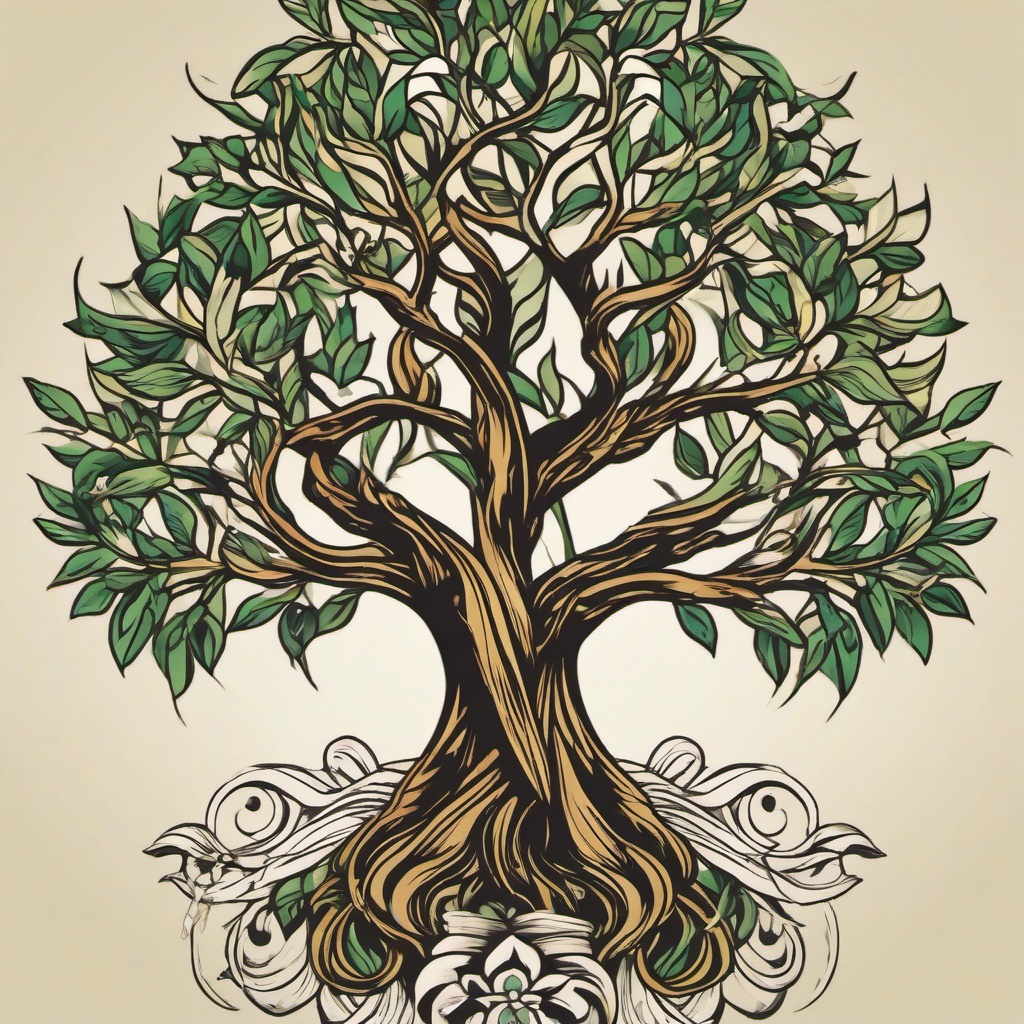 laurel tree tattoo  simple vector color tattoo