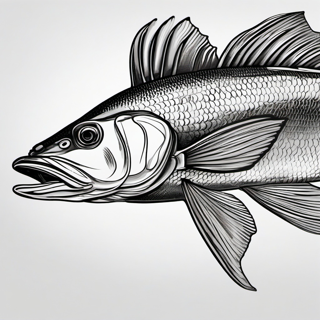 drawing of walleye fish  minimal rough sketch scribbles,doodles,black and white