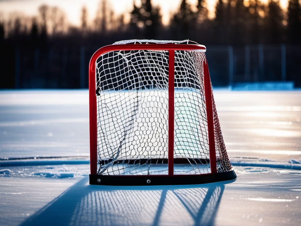 Ice Hockey on a Frozen Pond  background picture, close shot professional product  photography, natural lighting, canon lens, shot on dslr 64 megapixels sharp focus