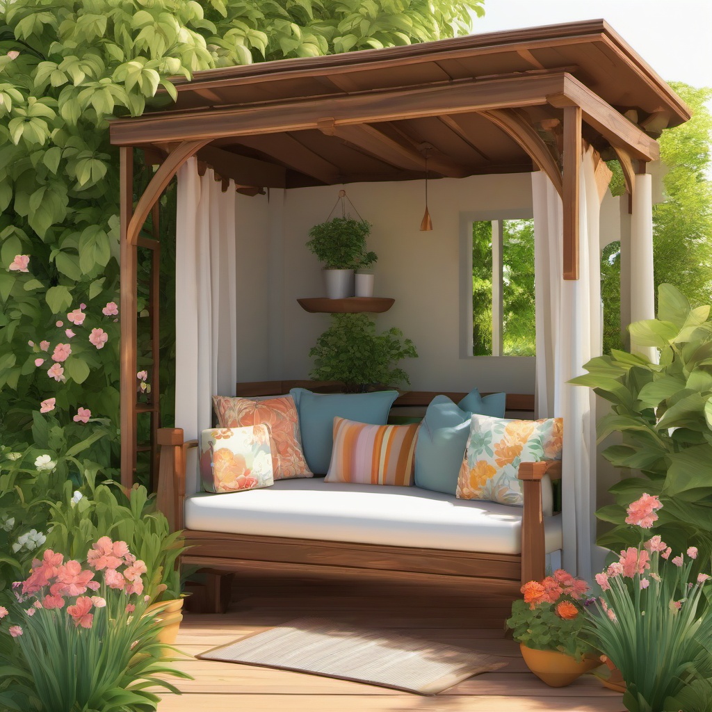 Outdoor Reading Nook clipart - Reading in a garden nook, ,vector color clipart,minimal