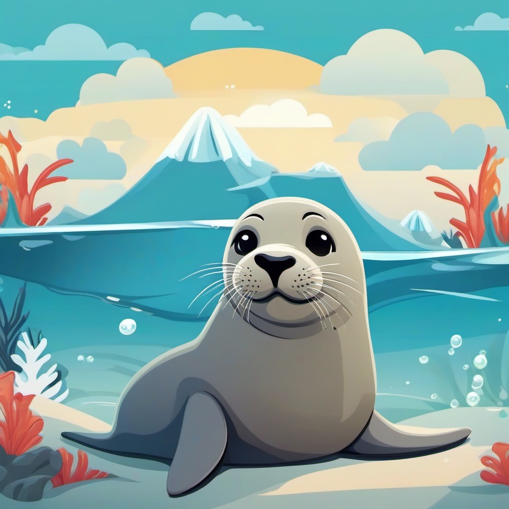 Seal cartoon - playful, water-loving animal with flippers  