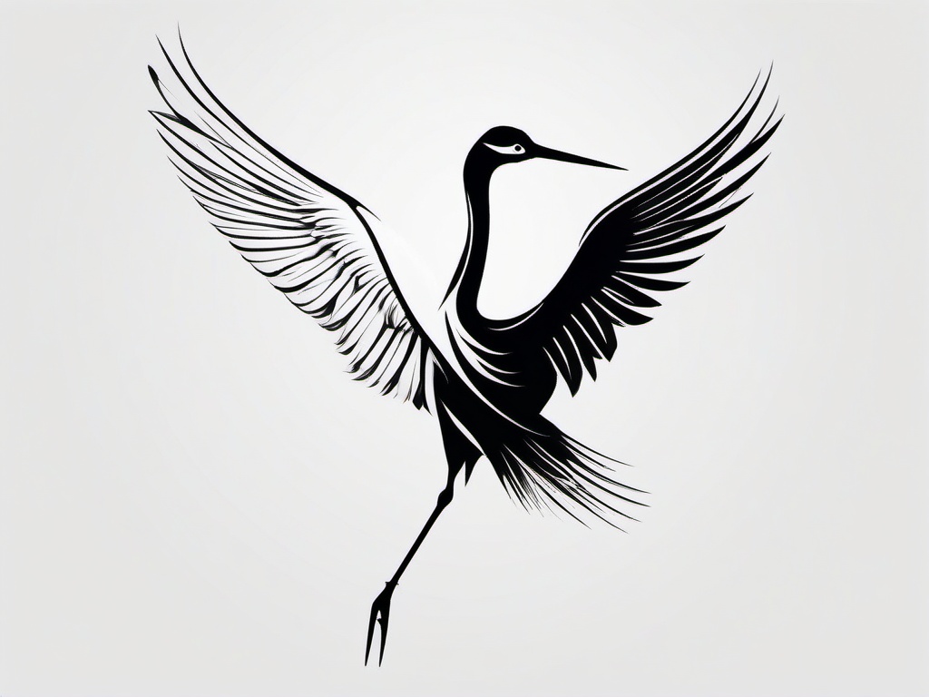 Crane Tattoo - Elegant crane design  minimal tattoo design, white background