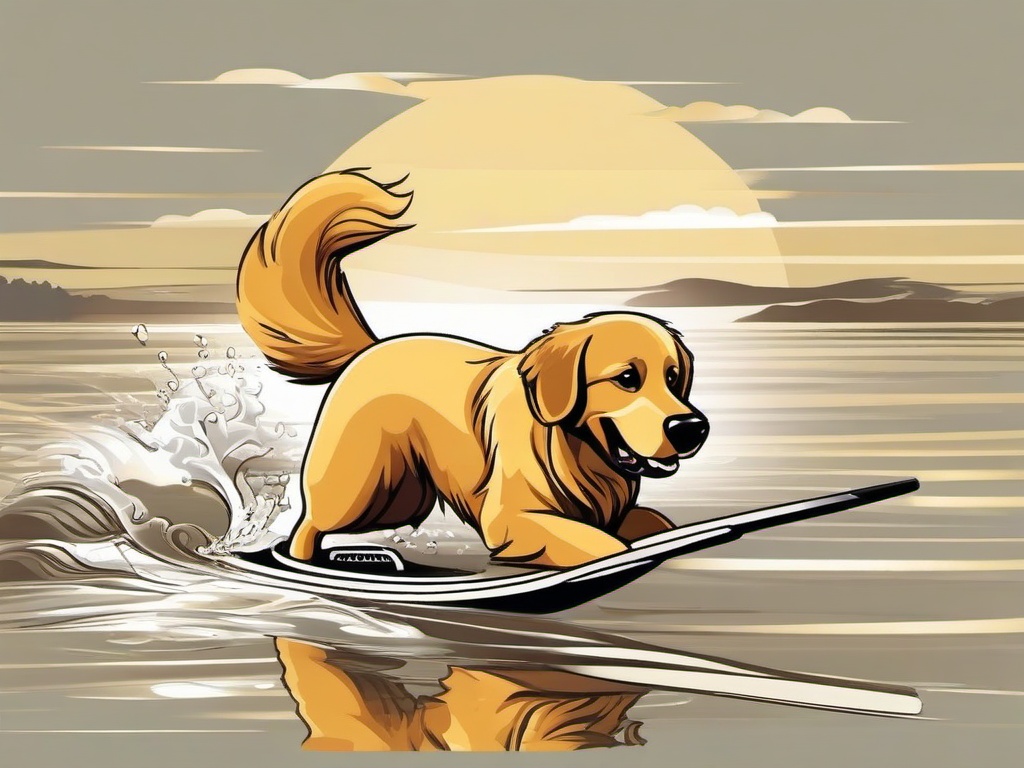 Golden Retriever Cartoon - Cartoon of golden retriever playing  