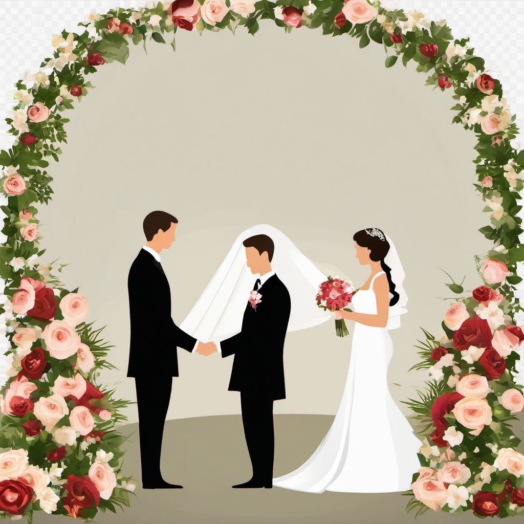 Wedding clipart - wedding couple exchanging vows  